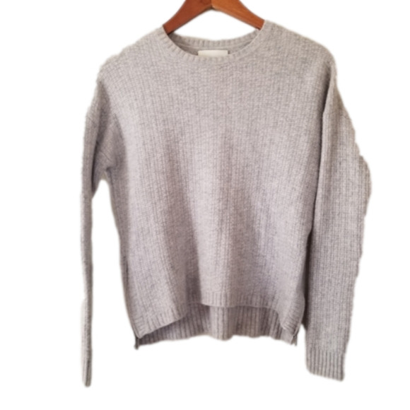 Cynthia Rowley Cashmere 2ply 100% Wool Sweater Woven Heathered Grey Size Small - Picture 1 of 8